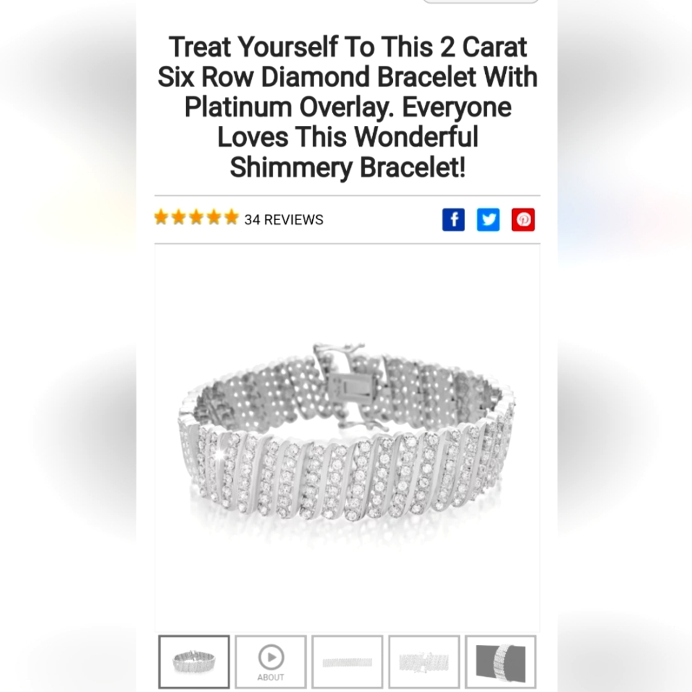 6 row 2 carat DIAMOND 💎 bracelet STUNNING!! 7 INCH